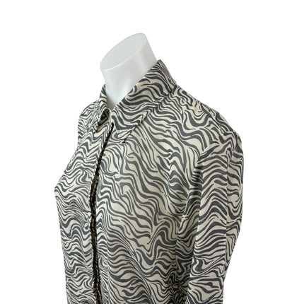 Abercrombie & Fitch Zebra Print Collared Long Sleeve Button Down Shirt Top Sz M