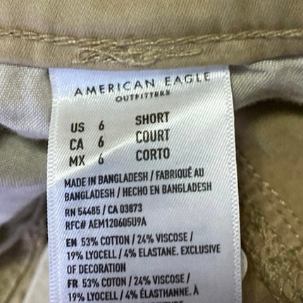 American Eagle Women's Beige Tan Mid Rise Skinny Slim Stretch Trousers Pants 6