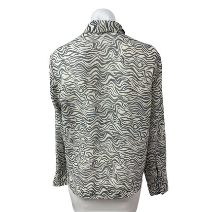 Abercrombie & Fitch Zebra Print Collared Long Sleeve Button Down Shirt Top Sz M