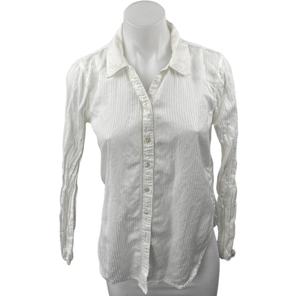 Abercrombie & Fitch Women's White Striped Long Sleeve Button Up Shirt Top Size S