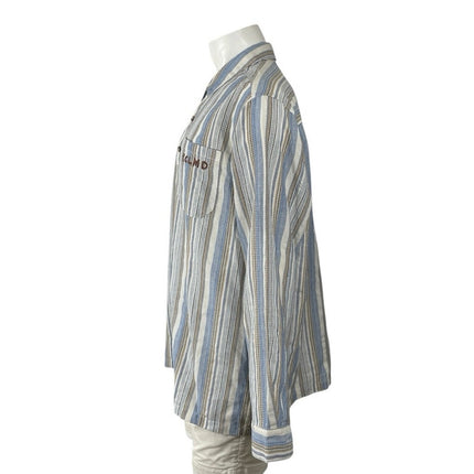 Reclaimed Vintage Men's Blue Striped Long Sleeve Henley Button Front Shirt L