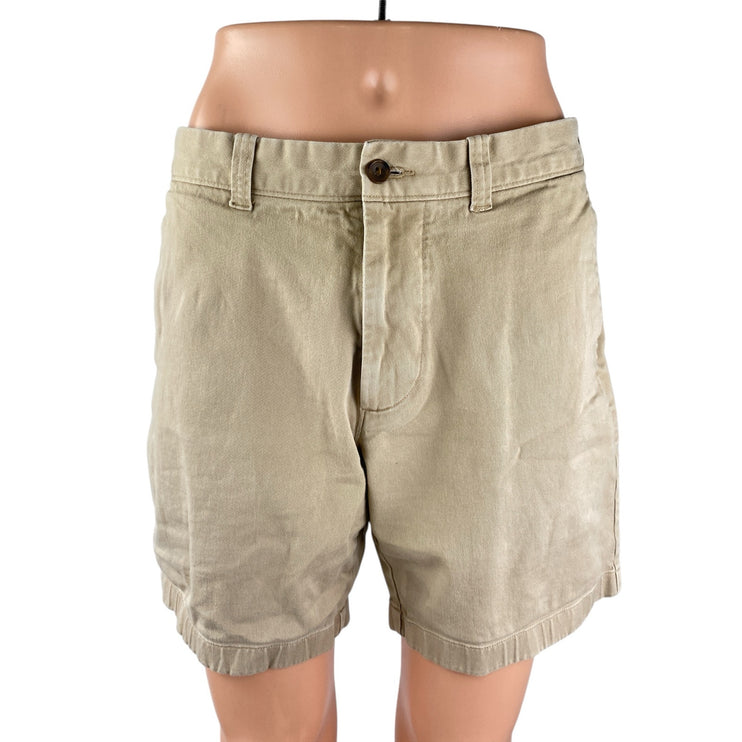 J. Crew Men's Beige Tan High Rise Twill Wide Leg Casual Chino Khaki Shorts Sz 30