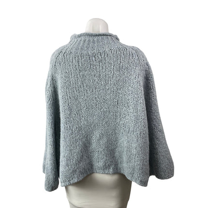 Nina Kendosa Womens Gray Long Raglan Sleeves Ribbed Knit Fluffy Sweater Top Sz M