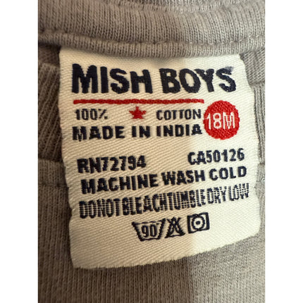 Mish Boys Rock n Roll Baby Toddler Gray Long Sleeve Crew Neck Tee Tshirt Top 18M