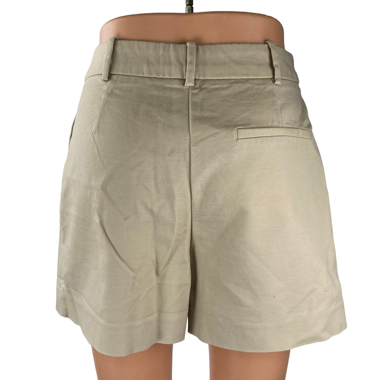 Zara Womens Beige Khaki High Waisted Utility Straight Mini Casual Shorts Size XS