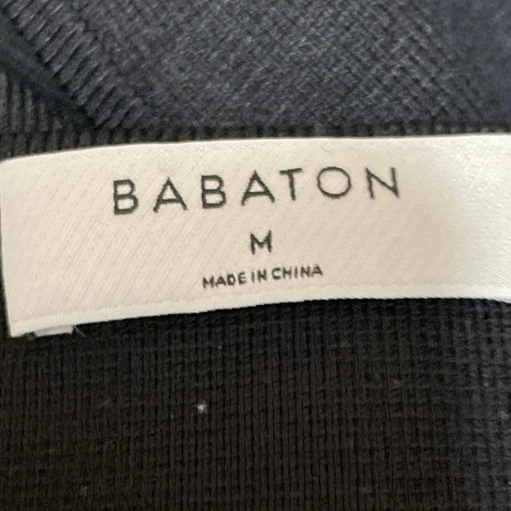 Aritzia Babaton Black Sleeveless Knit Cross Back Square Neck Crop Tank Top Sz M