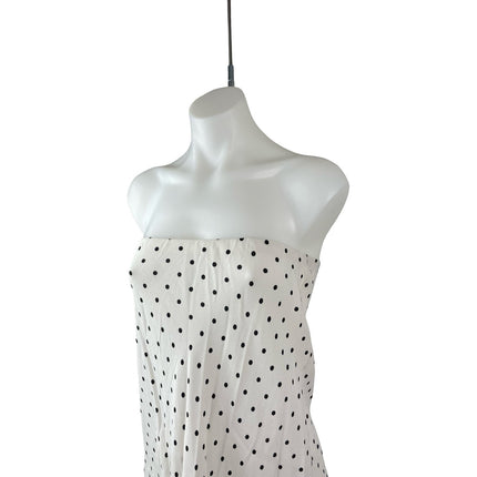 MNG Mango White Black Polka Dots Strapless Tube Bandeau Slip Midi Dress Size S