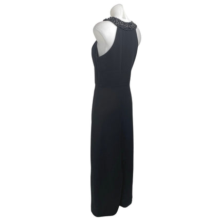 White House Black Market Black Beaded Jeweled Sleeveless Maxi Gown Tank Dress 10