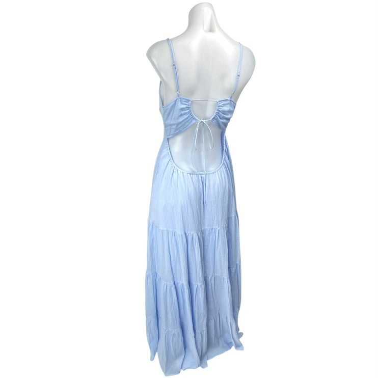 Honey Mango Blue Sleeveless Cutout Tiered Cami Camisole Midi Tank Dress Size L