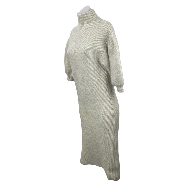 ASOS Women's Gray Long Balloon Sleeve Turtleneck Rib Knit Midi Sweater Dress 0