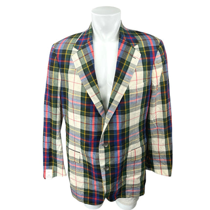 VTG 1986 Polo Ralph Lauren Men's Multicolor Plaid Check Blazer Suit Jacket 44L