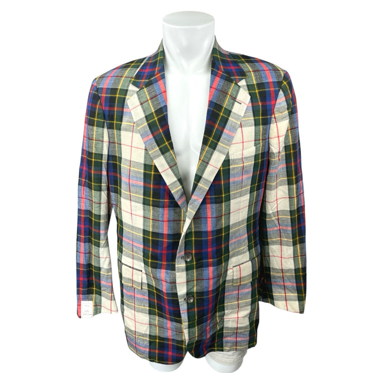 VTG 1986 Polo Ralph Lauren Men's Multicolor Plaid Check Blazer Suit Jacket 44L