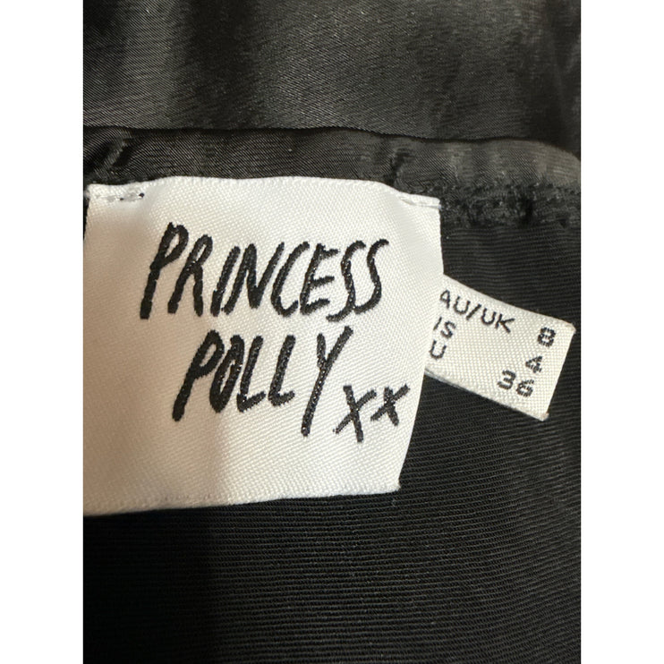 Princess Polly Black Silk Satin Long Sleeve Cowl Neck Mini Slip Dress Size 4