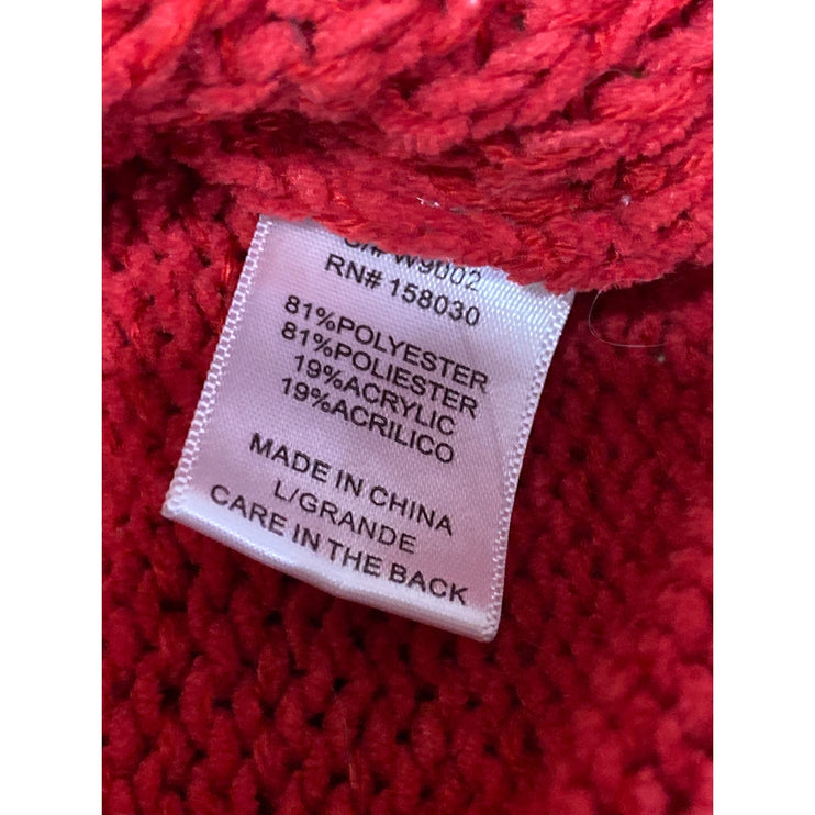 Love Tree Women's Red Argyle Knit Long Sleeve Boxy Pullover Sweater Top Size L