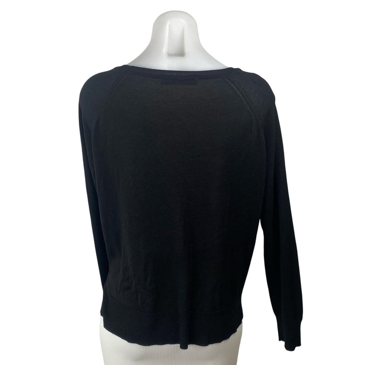 Zara Womens Black Boat Neck Drop Long Sleeve Casual Jersey T-Shirt Sweater Top L