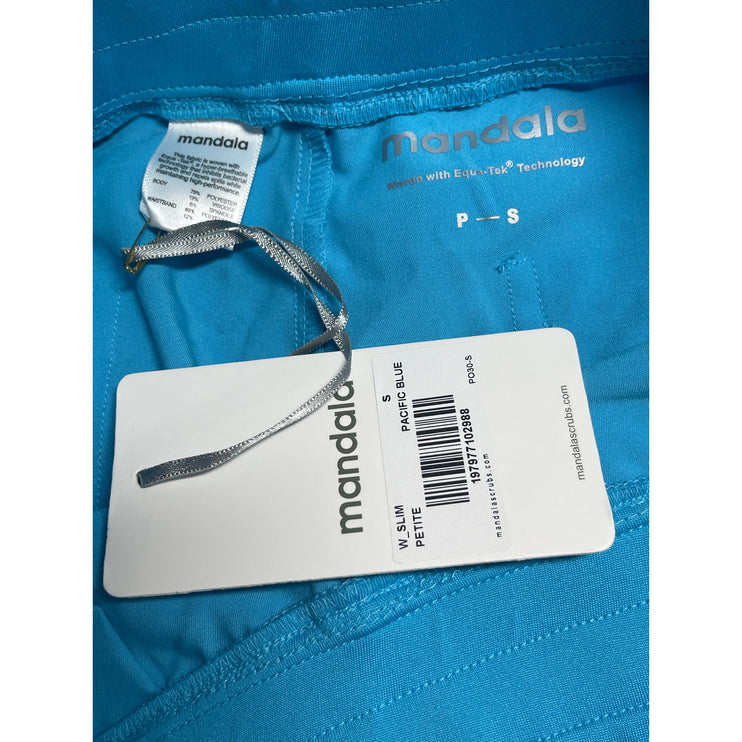 NEW Mandala Women Pacific Blue Slim Straight Nurse Medical Scrub Pants Size SP