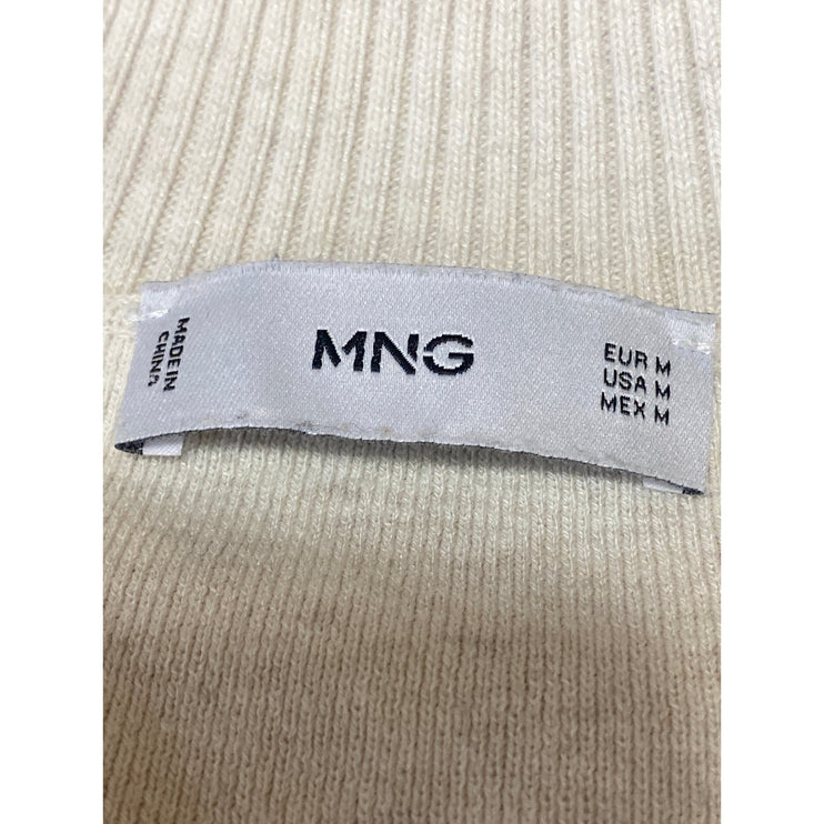 MANGO MNG Men's Cream White Short Sleeve Collar Knitted Polo Shirt Top Size M