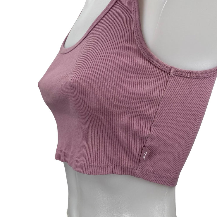 Aritzia TNA Pink Sculpt Ribbed Knit Sleeveless Scoop Cami Tank Crop Top Size S