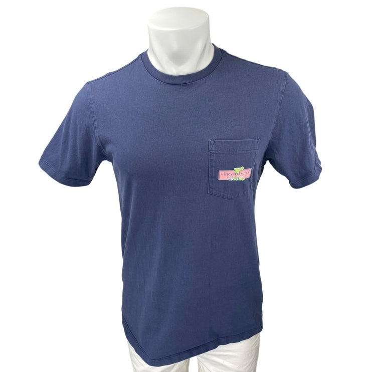 Vineyard Vines Men's Blue Graphic Print Pocket Short Sleeve T Shirt Tee Top Sz S