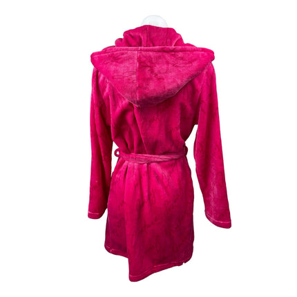 Juicy Couture Hooded Luxe Plush Women's Pink Long Sleeve Wrap Sleepwear Robe S/M