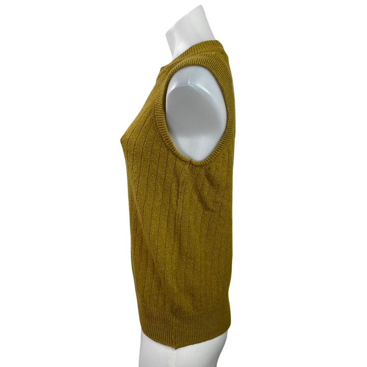Who What Wear Women's Gold Sleeveless Crew Neck Ribbed Knit Sweater Tank Top M