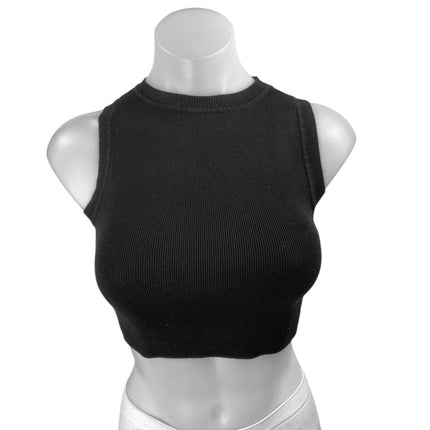 Zara Women's Black Sleeveless Crew Neck Cami Camisole Tank Crop Top Size S
