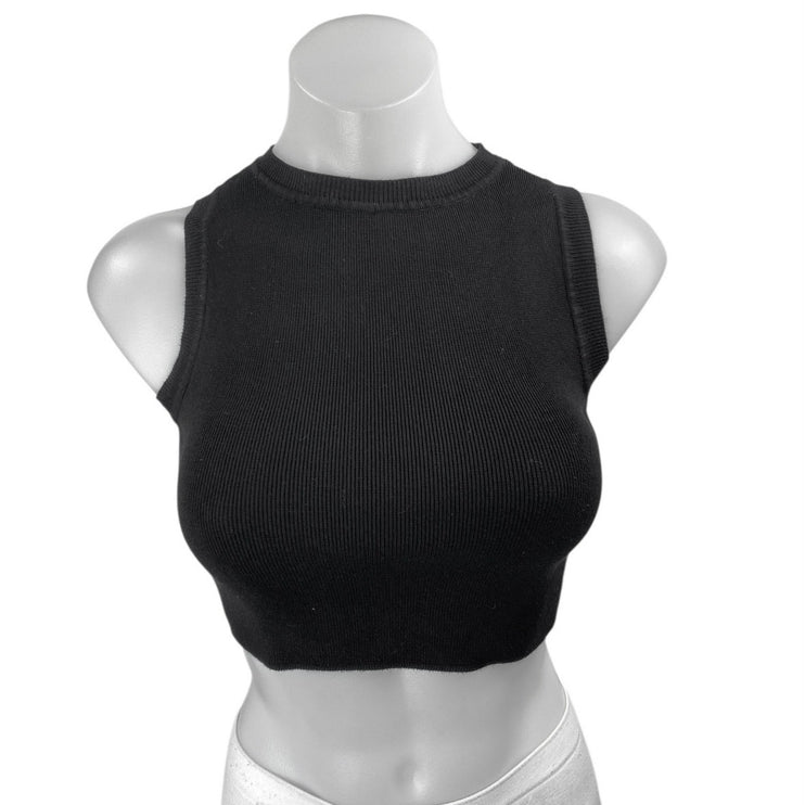 Zara Women's Black Sleeveless Crew Neck Cami Camisole Tank Crop Top Size S