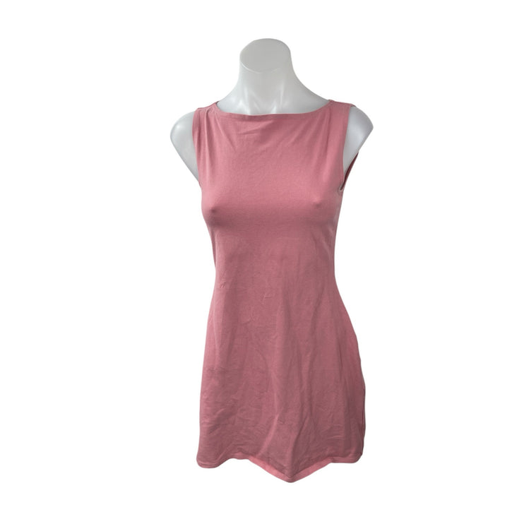 Reformation Pink Sleeveless Boat Neck Stretch Casual Flare A Line Mini Dress S