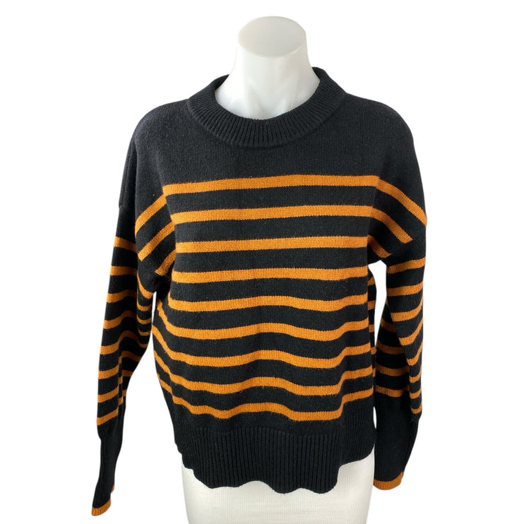 Philosophy Women's Black Striped Crew Neck Long Sleeve Sweatshirt Sweater Top S