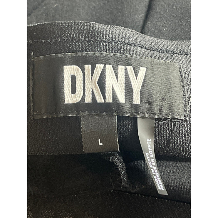 DKNY Women's Black Pleated High Waisted Straight Leg Trousers Dress Pants Size L