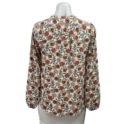 LOFT Womens Multicolor Floral print Split V-Neck Long Sleeve Blouse Top Size XSP