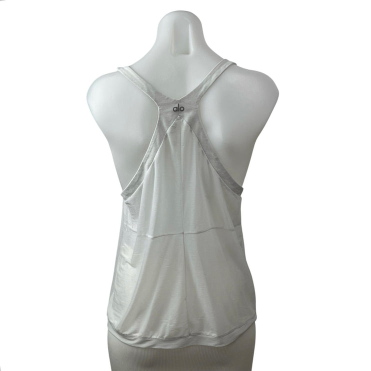 Alo Yoga Women's White V Neck Sleeveless Sports Athletic Activewear Tank Top M