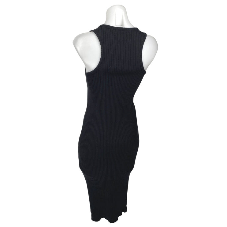 Banana Republic Heritage Black Sleeveless Knit Henley Bodycon Midi Dress XS