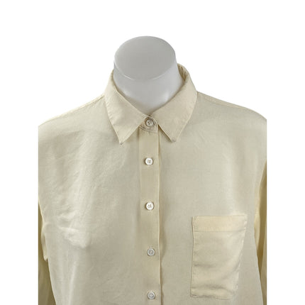 Zara Women's Yellow Chest Pocket Long Sleeve Button Down Blouse Shirt Top Size S