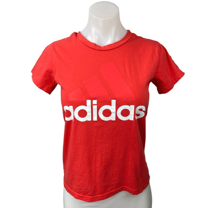 Adidas Essentials Linear Red Coral Slim Fit Logo Short Sleeve Tee T-shirt Top S