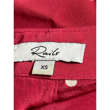 Rails Women's Red Polka Dots 100% Silk Short Sleeve Button Up Blouse Top Sz XS