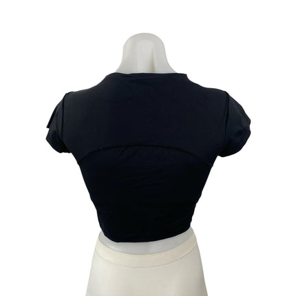 Enerbloom Women's Black Short Sleeve Yoga Athletic Activewear Crop T-Shirt Top M