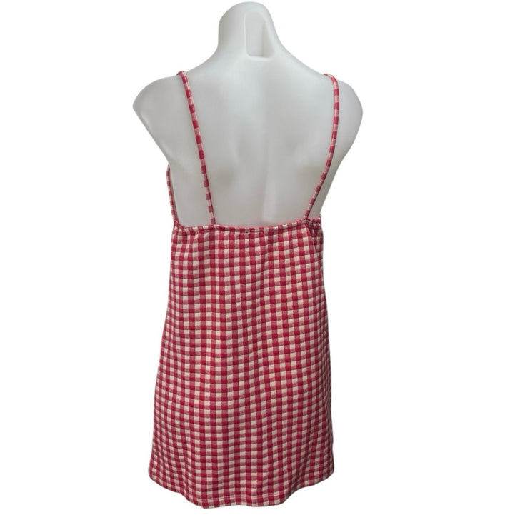 Zara Red Gingham Checkered Sleeveless Cami Camisole Mini Tank Dress Size S