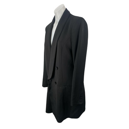 NEW River Island Black Tuxedo Mini Double Breasted Blazer Over Coat Dress Size 4