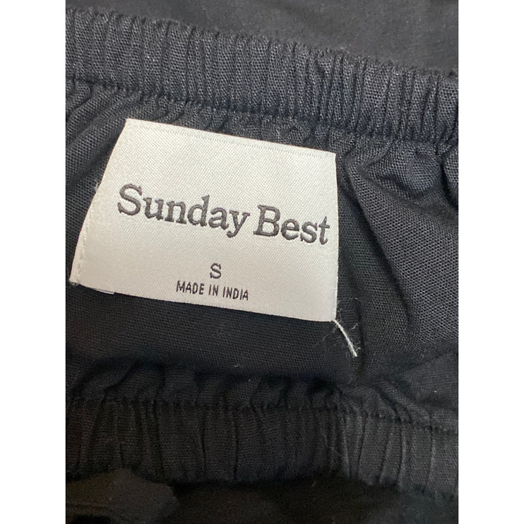 Aritzia Sunday Best Black Short Puff Sleeve Tie Bustier A Line Mini Dress Size S
