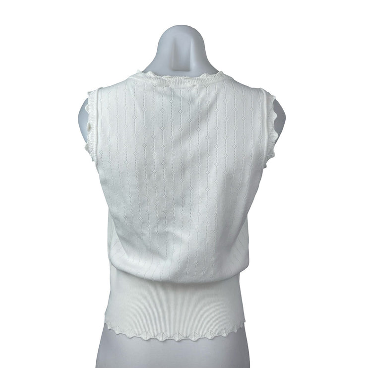 Industry Women's Off White Sleeveless Scoop Neck Henley Sweater Vest Tank Top M