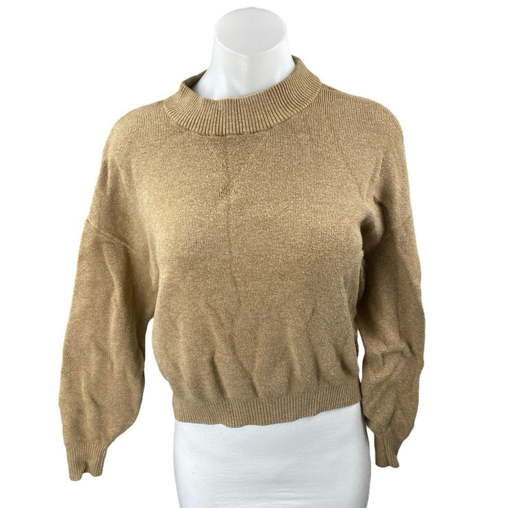 Abercrombie & Fitch Women Tan Beige Long Sleeve Mock Neck Sweater Top Size XS