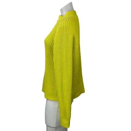 Banana Republic Women's Neon Yellow Chunky Ribbed Knit Mock Sweater Top Size S