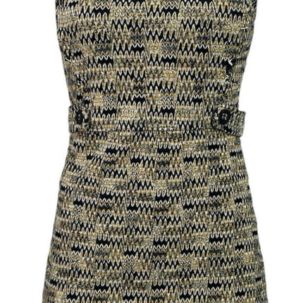 Topshop Multicolor Tweed Chevron Knit Sleeveless Round Neck Mini Sheath Dress 4