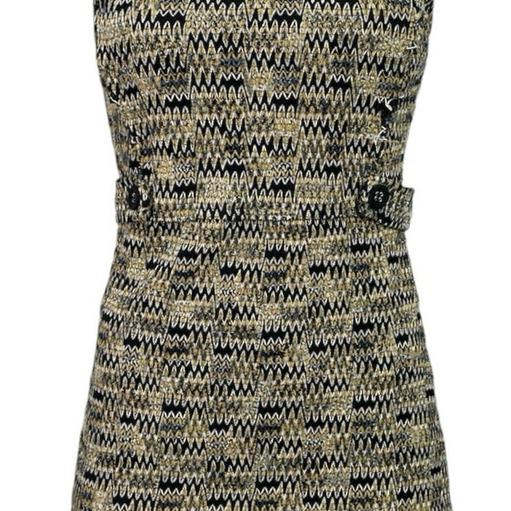 Topshop Multicolor Tweed Chevron Knit Sleeveless Round Neck Mini Sheath Dress 4
