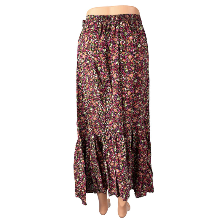 BA&SH Sena Multicolor Floral High Rise Asymmetrical Midi Wrap A-Line Skirt Sz 1