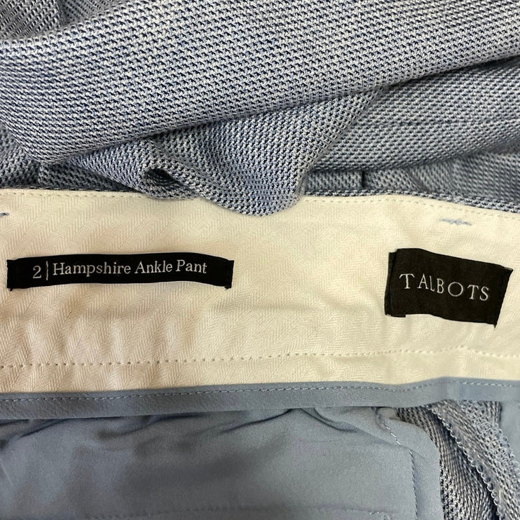 Talbots Hampshire Women's Blue Mid Rise Straight Leg Ankle Trousers Pants Size 2