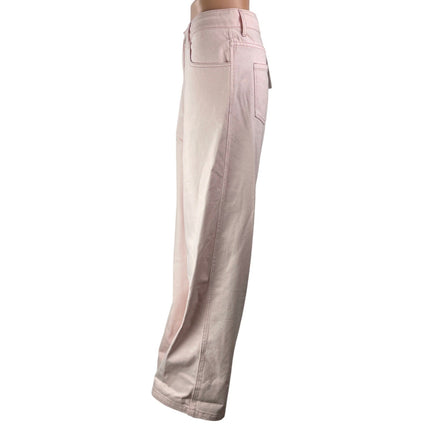 NEW Seroya Women's Pink High Rise Drawstring Relaxed Wide Denim Jeans Pants 28