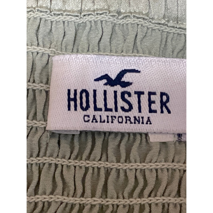 Hollister Women's Green Silk Satin Ruched Smocked Tie Cami Tank Crop Top Size XS