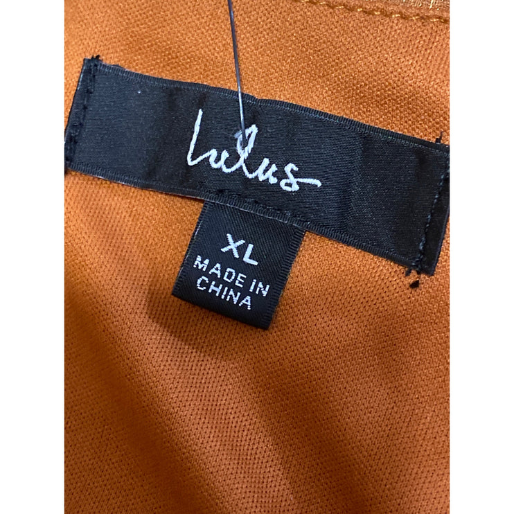 NEW Lulus Orange Silk Satin Pleated Sleeveless Midi Camisole Tank Slip Dress XL